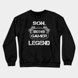 Son Brother Gamer Legend, Gifts For Teen Boys Gaming Crewneck Sweatshirt